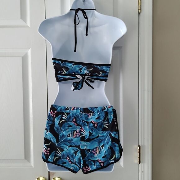 Shein 3 pc  tropical binkini short set Sz M NWOT - Picture 4 of 7